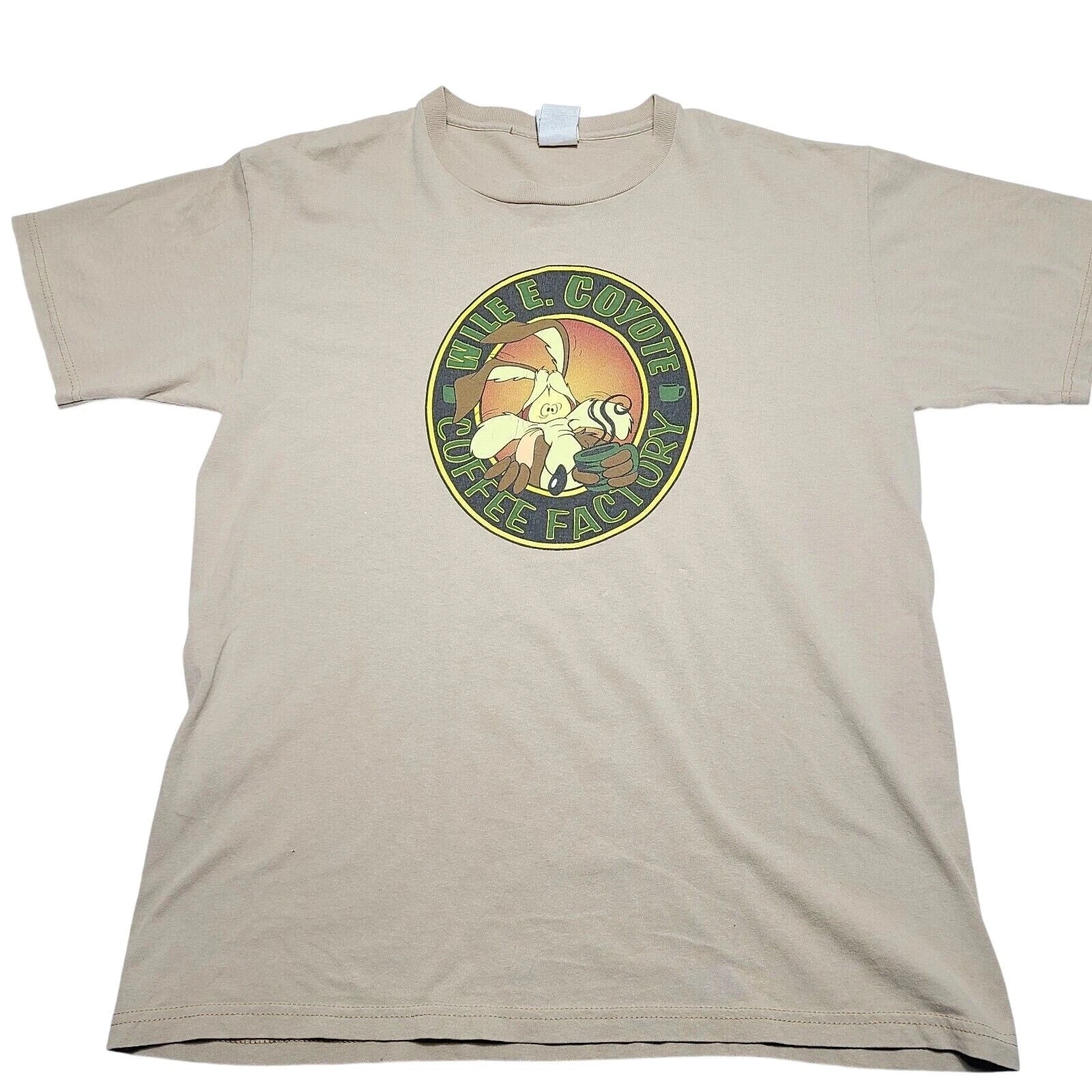 Vintage Wile E. Coyote Coffee Factory Six Flags Amusement Park T-Shirt Large 90s Unisex T-shirt, Sweatshirt, Hoodie, Long Sleeve Tee - T-Shirt, Sweatshirt, Hoodie