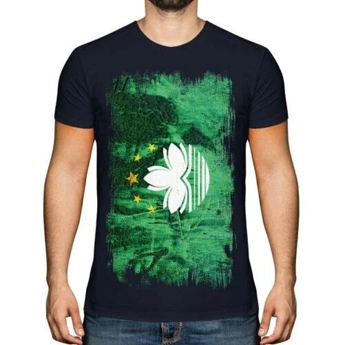 Macau Grunge Flag Men T-Shirt Macanais Football Chinese Gift Unisex T-shirt, Sweatshirt, Hoodie, Long Sleeve Tee - T-Shirt, Sweatshirt, Hoodie