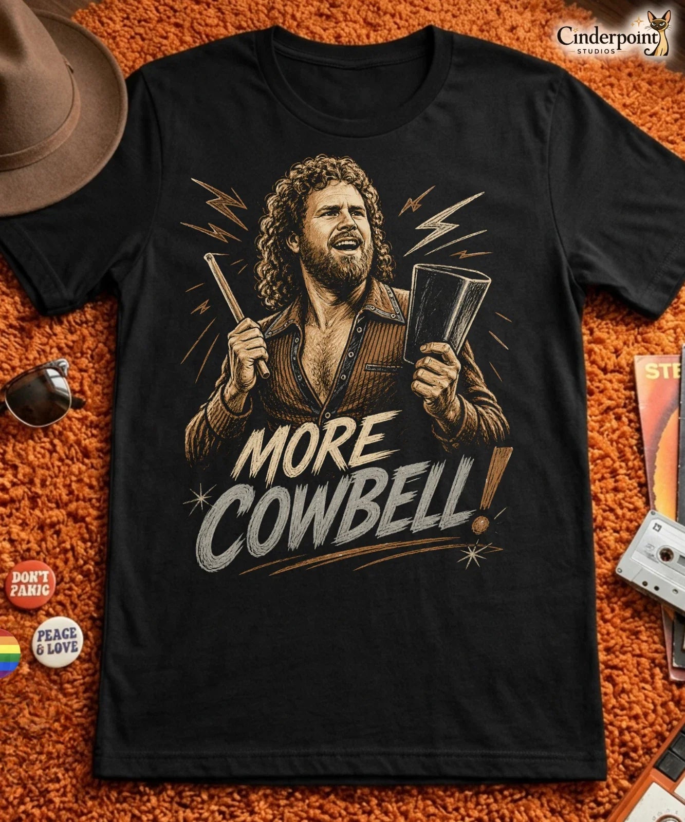 More Cowbell T-Shirt Retro SNL Comedy Tribute Gene Frenkle Art Tee XS-5XL Unisex T-shirt, Sweatshirt, Hoodie, Long Sleeve Tee - T-Shirt, Sweatshirt, Hoodie