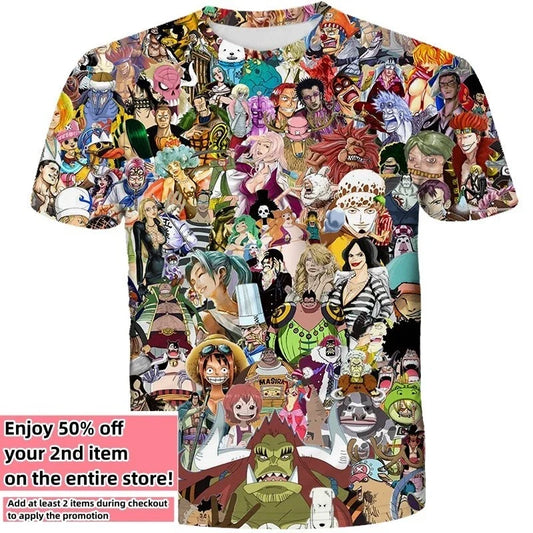 Anime Manga T-Shirt Cartoon Double-Sided Unisex Adult Size Large Medium Small Unisex T-shirt, Sweatshirt, Hoodie, Long Sleeve Tee - T-Shirt, Sweatshirt, Hoodie