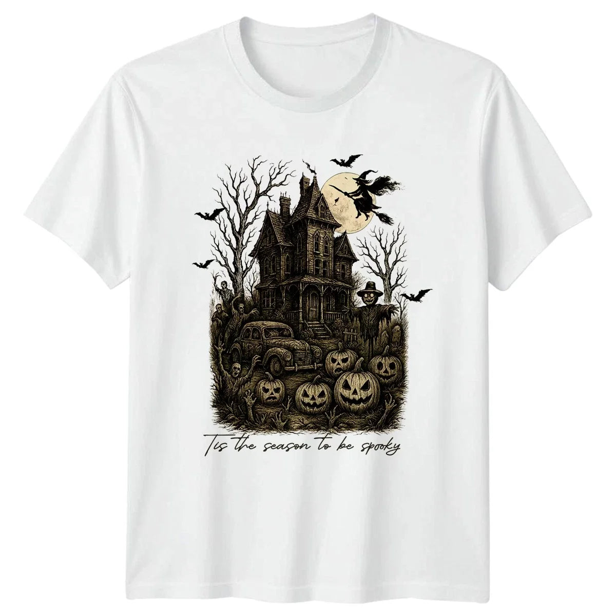 Tis The Season To Be Spooky Haunted House Halloween Holidays Men Women TShirt Unisex T-shirt, Sweatshirt, Hoodie, Long Sleeve Tee - T-Shirt, Sweatshirt, Hoodie