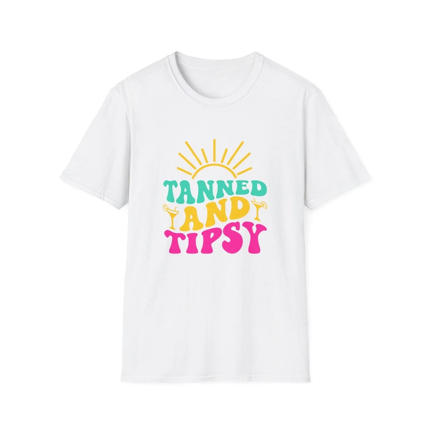 Trendy Summer T-Shirt with 'Tanned and Tipsy' Design Unisex T-shirt, Sweatshirt, Hoodie, Long Sleeve Tee - T-Shirt, Sweatshirt, Hoodie