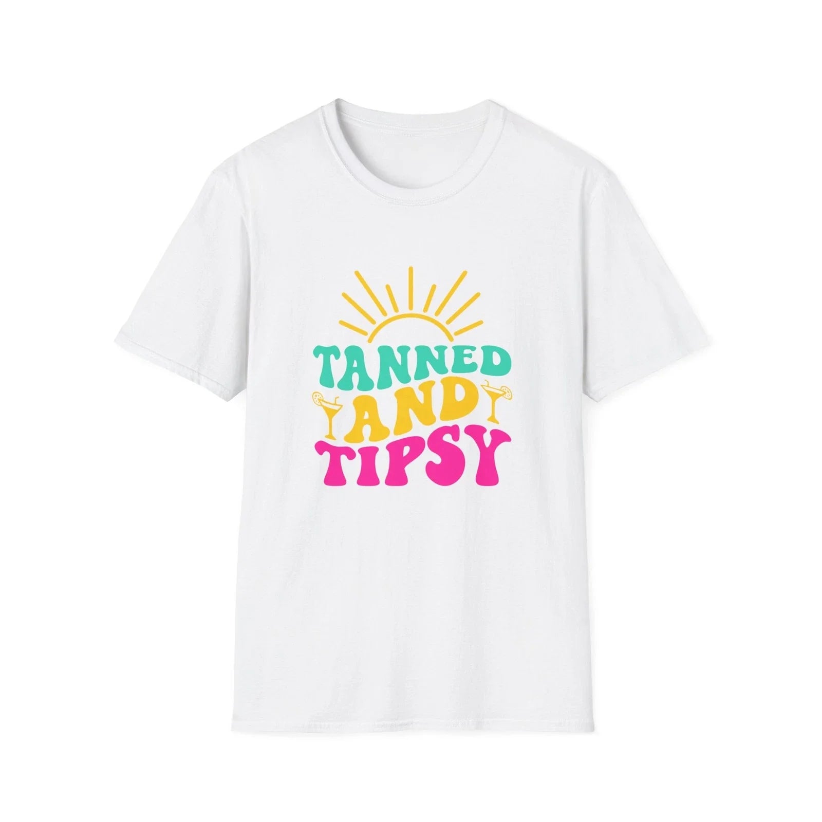 Trendy Summer T-Shirt with 'Tanned and Tipsy' Design Unisex T-shirt, Sweatshirt, Hoodie, Long Sleeve Tee - T-Shirt, Sweatshirt, Hoodie