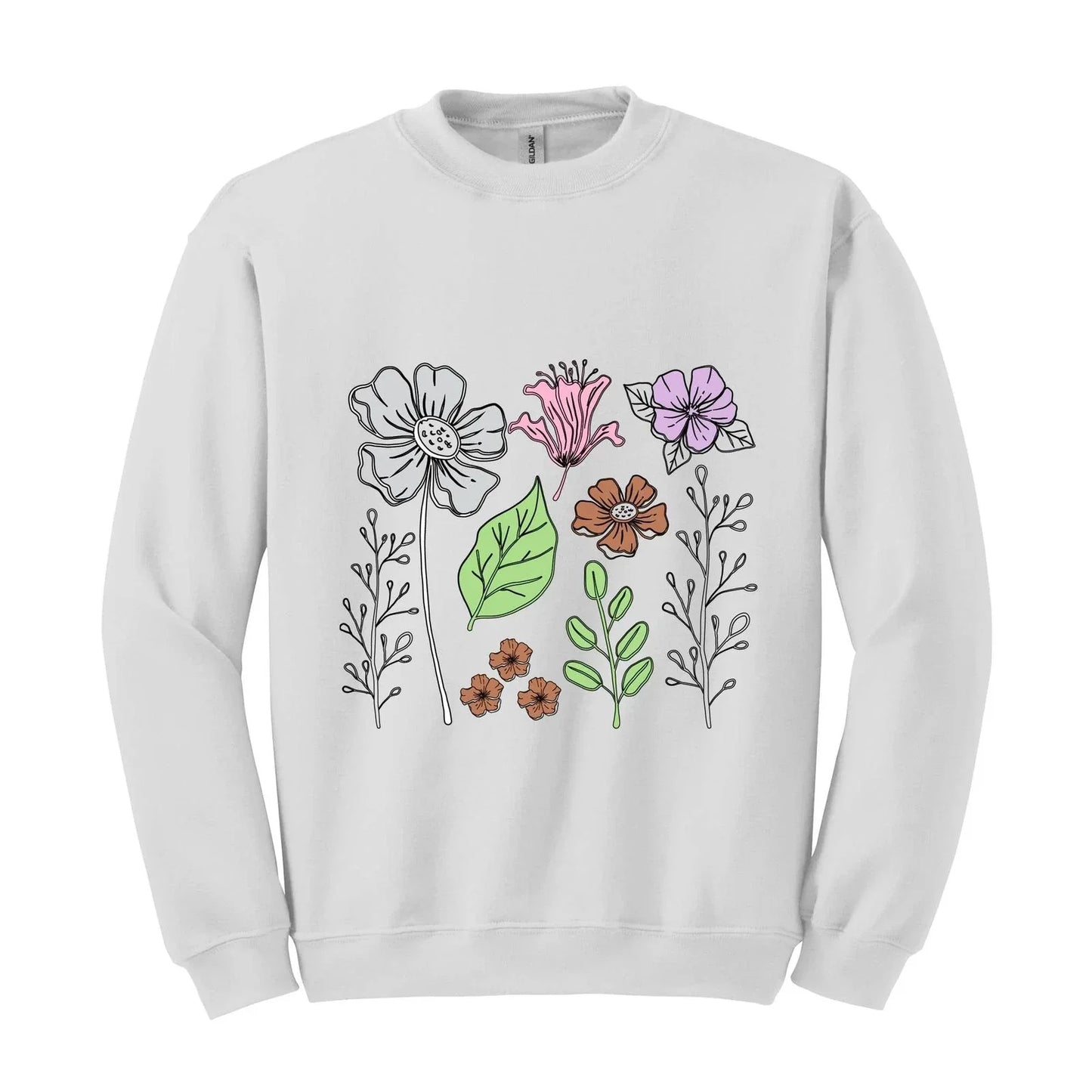 Boho Flower Sweatshirt Flowers Lovers Sweater Women Floral Minimalist Sweater Fl Unisex T-shirt, Sweatshirt, Hoodie, Long Sleeve Tee - T-Shirt, Sweatshirt, Hoodie