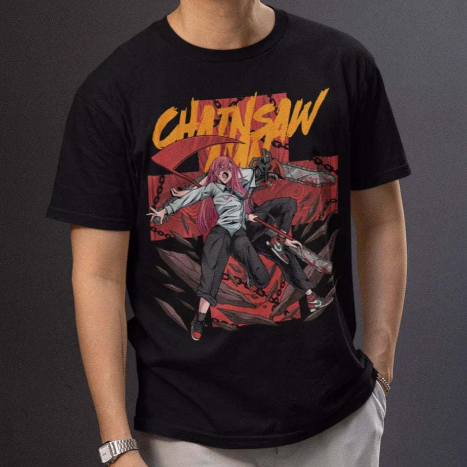 Chainsaw Man Denji & Power Anime Graphic T-Shirt Manga Japanese Streetwear Tee Unisex T-shirt, Sweatshirt, Hoodie, Long Sleeve Tee - T-Shirt, Sweatshirt, Hoodie