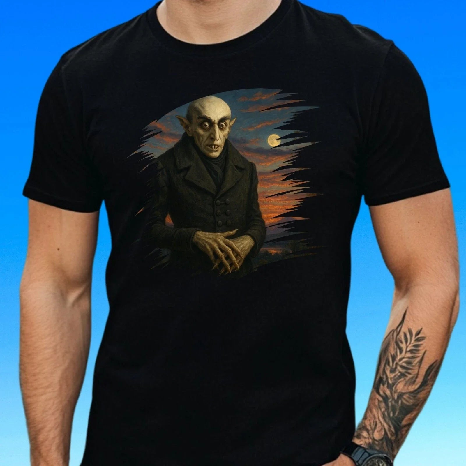 Mens Nosferatu Motif Cotton T-Shirt Size XS to 5XL Unisex T-shirt, Sweatshirt, Hoodie, Long Sleeve Tee - T-Shirt, Sweatshirt, Hoodie
