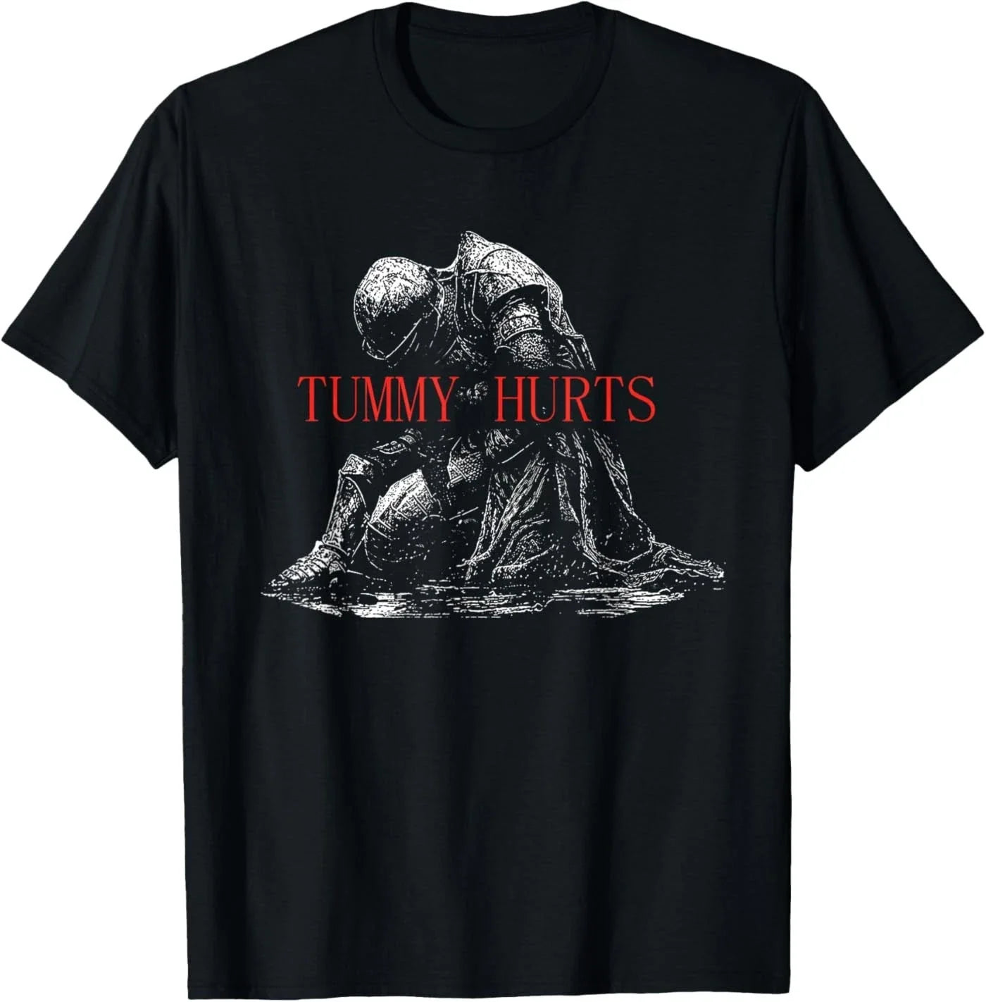 Tummy Hurts Funny Medieval Knight Dark Humor Art T-Shirt Unisex T-shirt, Sweatshirt, Hoodie, Long Sleeve Tee - T-Shirt, Sweatshirt, Hoodie
