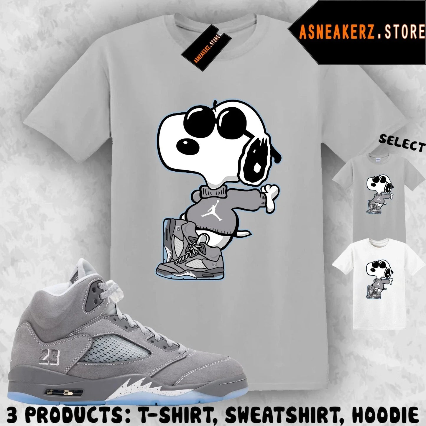 Shirt To Match AJ 5 Wolf Grey 2026 Sneaker Matching Sneakerhead Joe Cool T-Shirt Unisex T-shirt, Sweatshirt, Hoodie, Long Sleeve Tee - T-Shirt, Sweatshirt, Hoodie
