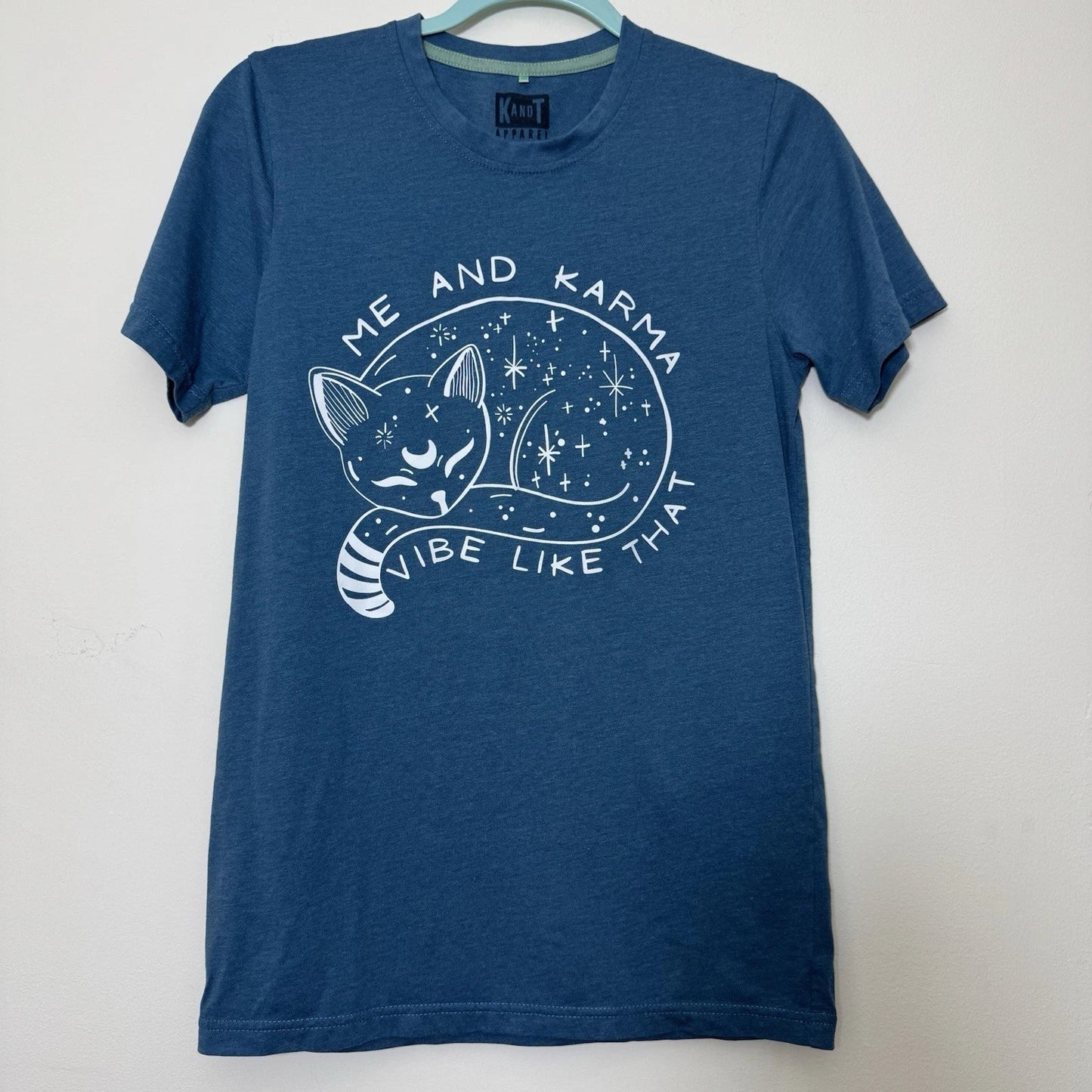Me And Karma Vibe Like That Lazy Cat Kitten Pet Lover  T-Shirt Unisex Size S Unisex T-shirt, Sweatshirt, Hoodie, Long Sleeve Tee - T-Shirt, Sweatshirt, Hoodie