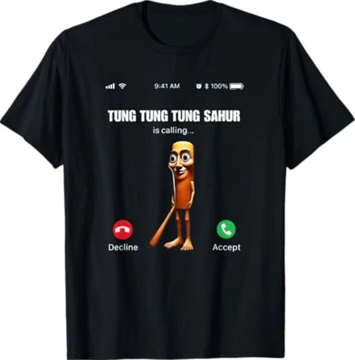Tung Sahur Calling Funny Fishing Brainrot Joke Boys Meme T-Shirt Unisex T-shirt, Sweatshirt, Hoodie, Long Sleeve Tee - T-Shirt, Sweatshirt, Hoodie