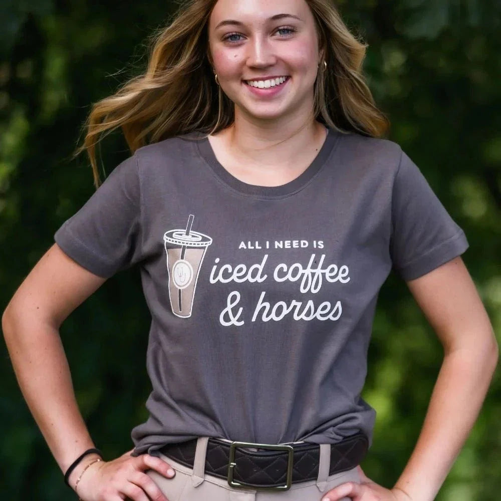 Dapplebay Iced Coffee & Horses Tee Unisex T-shirt, Sweatshirt, Hoodie, Long Sleeve Tee - T-Shirt, Sweatshirt, Hoodie