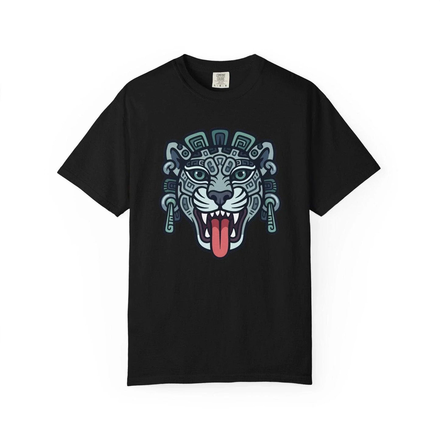Mayan Jaguar Head T-Shirt | Ancient Tribal Mesoamerican Art | Comfort Colors Unisex T-shirt, Sweatshirt, Hoodie, Long Sleeve Tee - T-Shirt, Sweatshirt, Hoodie