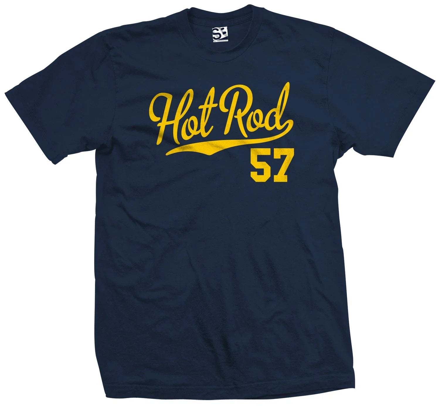 Hot Rod 57 Script T-Shirt | 1957 Custom Pickup Coupe Rat Race Car Jersey Tee sports jersey product view 1