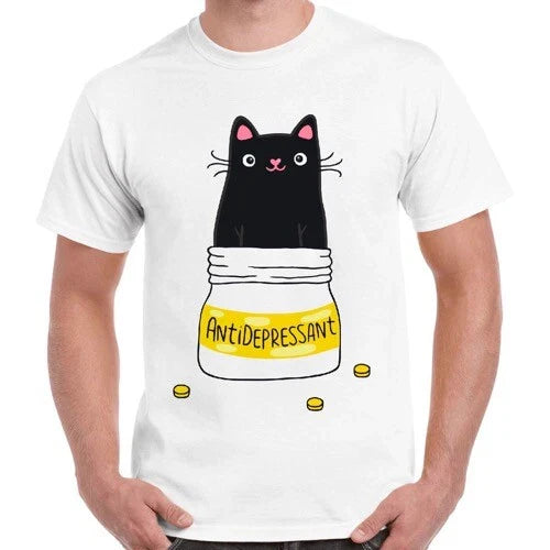 Cute Cat Kitten Antidepressant Funny Meme Men Women Cool Gift Retro T Shirt 2457 Unisex T-shirt, Sweatshirt, Hoodie, Long Sleeve Tee - T-Shirt, Sweatshirt, Hoodie