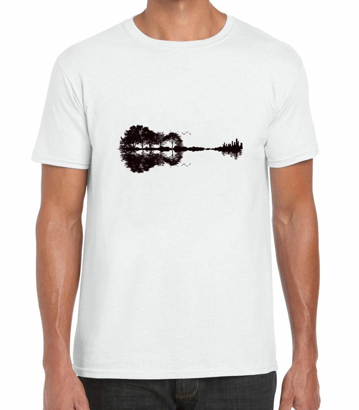 From Nature to City Guitar Art Rare Trendy Fashion Printed Cotton T-shirt Top Unisex T-shirt, Sweatshirt, Hoodie, Long Sleeve Tee - T-Shirt, Sweatshirt, Hoodie