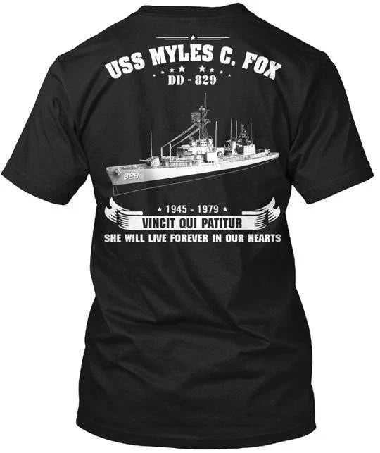 USS Myles C. Fox DD 829 Tee T-Shirt Made in the USA Size S to 5XL Unisex T-shirt, Sweatshirt, Hoodie, Long Sleeve Tee - T-Shirt, Sweatshirt, Hoodie