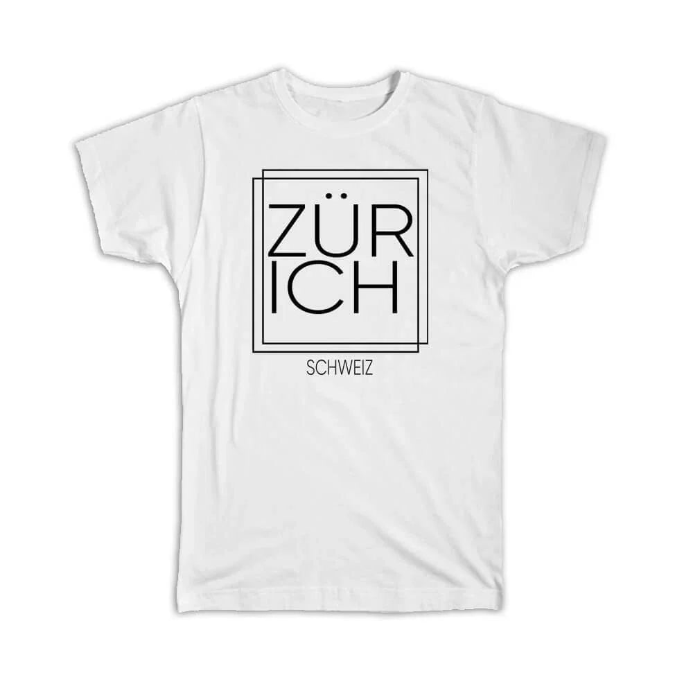 Gift T-Shirt : ZuRICH Switzerland Square Modern Minimalist Font Unisex T-shirt, Sweatshirt, Hoodie, Long Sleeve Tee - T-Shirt, Sweatshirt, Hoodie
