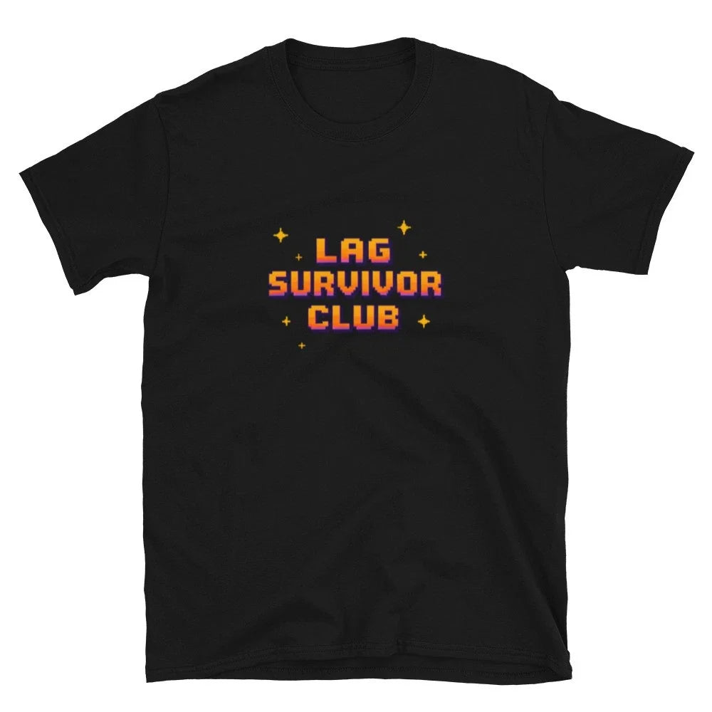 Lag Survivor Club Shirt Gaming Graphic Retro 8bit Pixel Art T-Shirt - Synthwave Unisex T-shirt, Sweatshirt, Hoodie, Long Sleeve Tee - T-Shirt, Sweatshirt, Hoodie