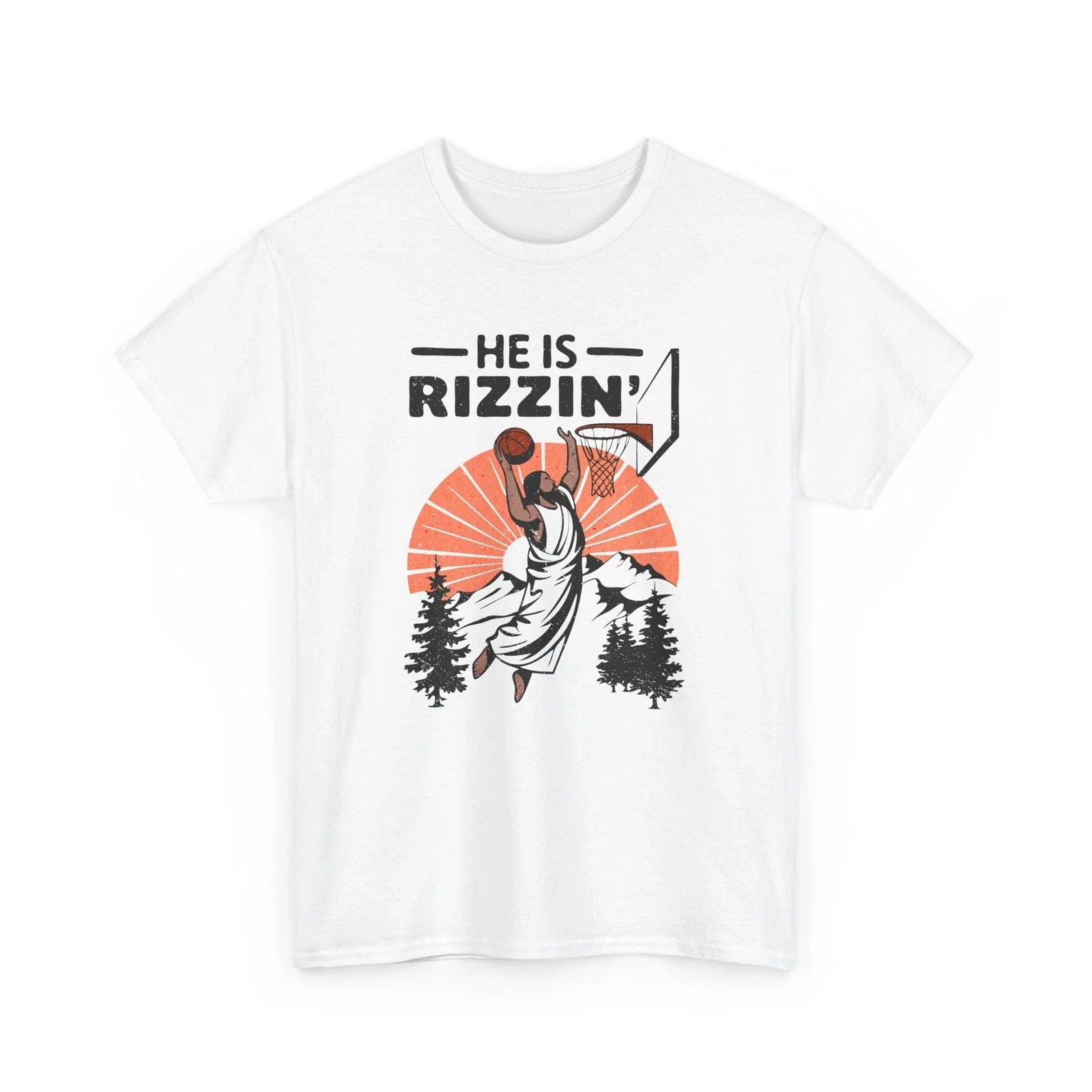 He is Rizzin T-Shirt | Basketball Street Style T-Shirt | Hoops Court Graphic Tee Unisex T-shirt, Sweatshirt, Hoodie, Long Sleeve Tee - T-Shirt, Sweatshirt, Hoodie
