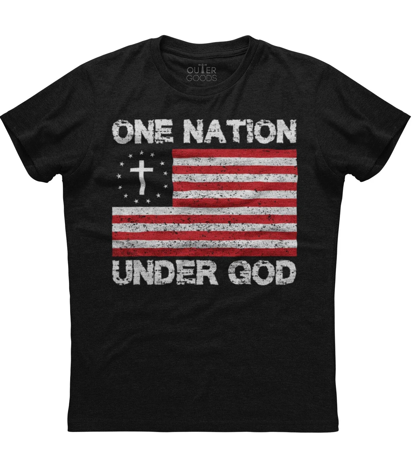 One Nation Under God Patriotic And Christian Religious Mens Cotton Black T-shirt Unisex T-shirt, Sweatshirt, Hoodie, Long Sleeve Tee - T-Shirt, Sweatshirt, Hoodie