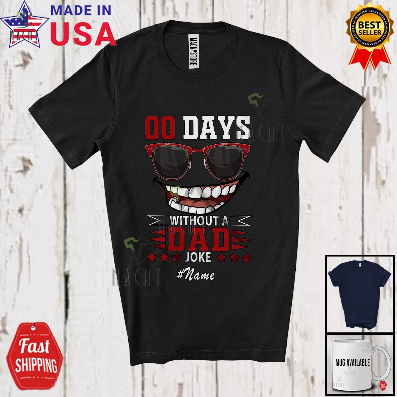 Custom Name 0 Days Without Dad Joke; Father's Day Sunglasses Family T-Shirt Unisex T-shirt, Sweatshirt, Hoodie, Long Sleeve Tee - T-Shirt, Sweatshirt, Hoodie
