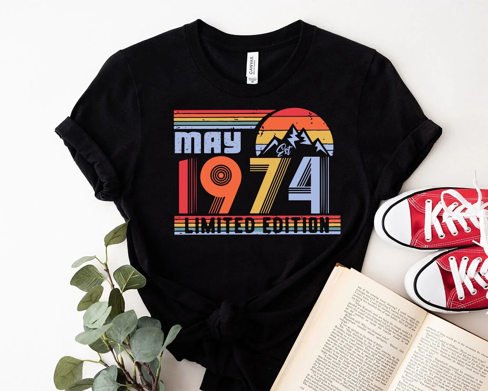 Personalized month  50th Birthday T-Shirt for Mens & t-shirt for women, 1974 may Unisex T-shirt, Sweatshirt, Hoodie, Long Sleeve Tee - T-Shirt, Sweatshirt, Hoodie