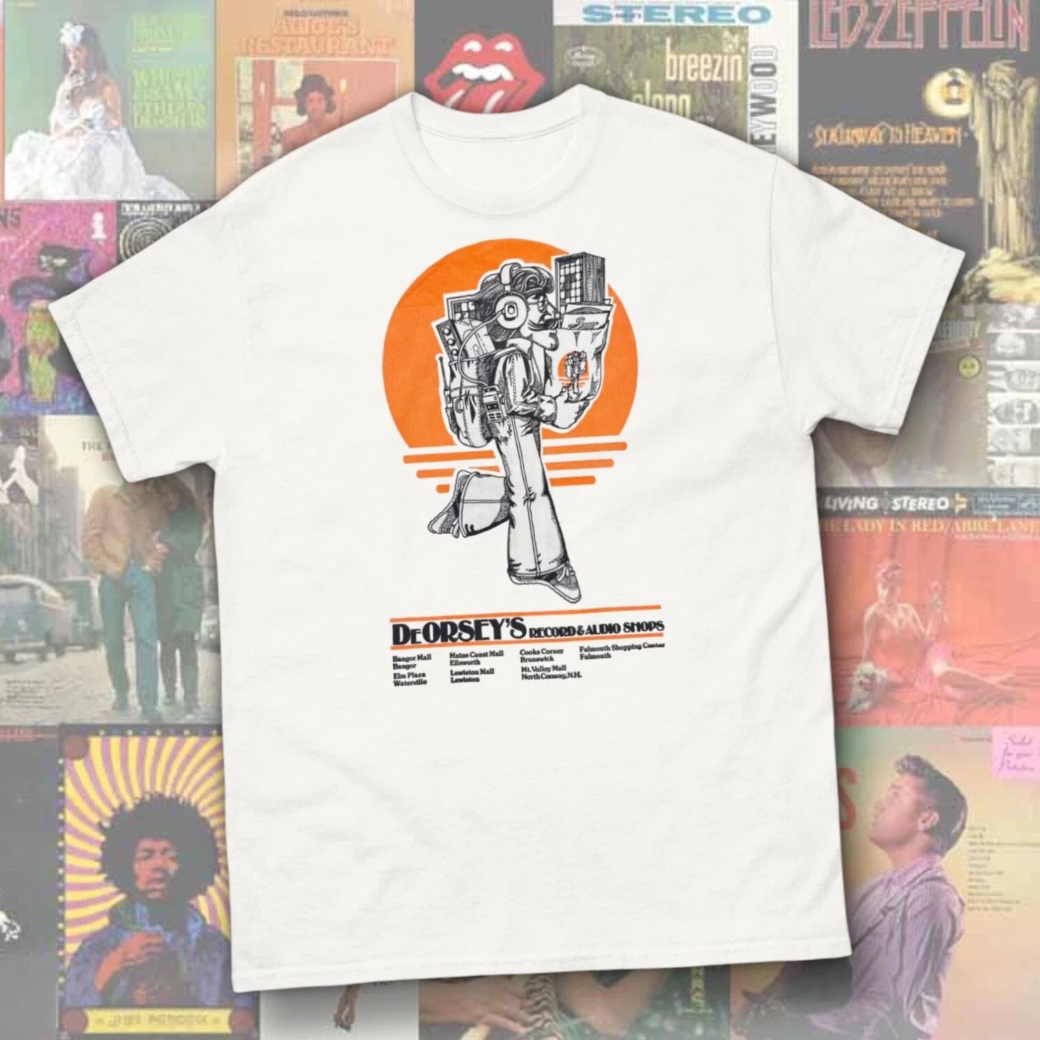 DeOrsey's Record & Audio Shops T-Shirt 1980s 90s Mall Defunct Record Store Tee Unisex T-shirt, Sweatshirt, Hoodie, Long Sleeve Tee - T-Shirt, Sweatshirt, Hoodie