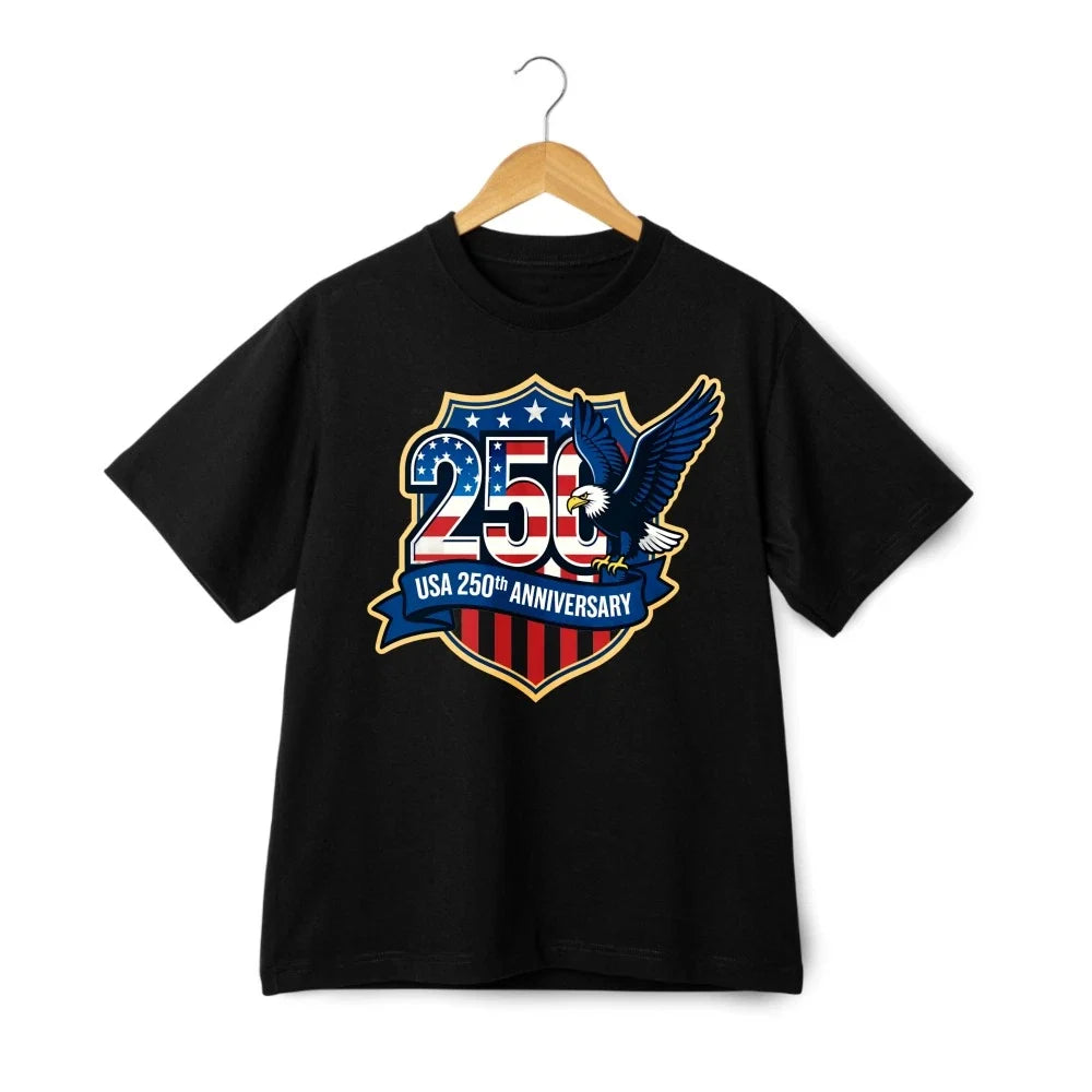 Unisex USA 250th Anniversary Shield T-Shirt-Bald Eagle Veteran Patriotic Tee Unisex T-shirt, Sweatshirt, Hoodie, Long Sleeve Tee - T-Shirt, Sweatshirt, Hoodie