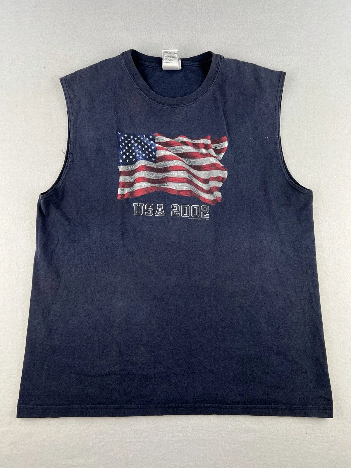 Vintage Y2K 2002 USA Flag Sonoma T-Shirt Cut Sleeves Navy Blue Men Size L Unisex T-shirt, Sweatshirt, Hoodie, Long Sleeve Tee - T-Shirt, Sweatshirt, Hoodie