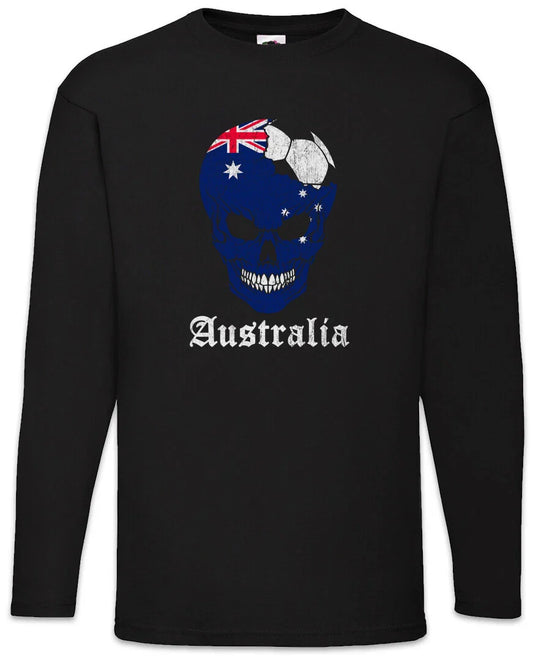 Australia Football Skull I Men's Long Sleeve T-Shirt Australian Soccer Flag Unisex T-shirt, Sweatshirt, Hoodie, Long Sleeve Tee - T-Shirt, Sweatshirt, Hoodie