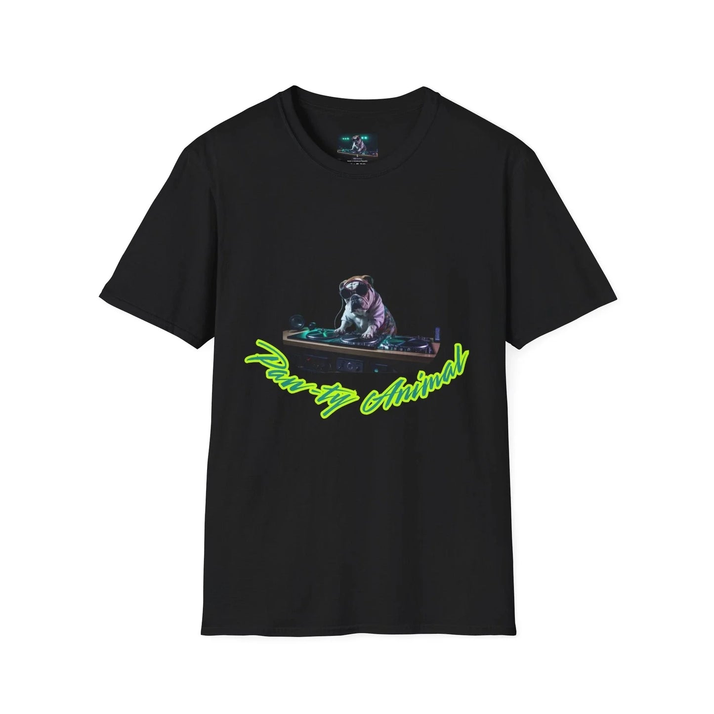 Funny Bulld dog DJ Shirt  Motivational Shirt, Positive Vibes T-Shirt, Minimalist Unisex T-shirt, Sweatshirt, Hoodie, Long Sleeve Tee - T-Shirt, Sweatshirt, Hoodie