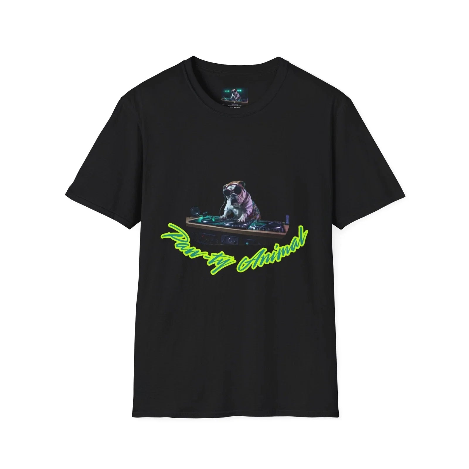 Funny Bulld dog DJ Shirt  Motivational Shirt, Positive Vibes T-Shirt, Minimalist Unisex T-shirt, Sweatshirt, Hoodie, Long Sleeve Tee - T-Shirt, Sweatshirt, Hoodie