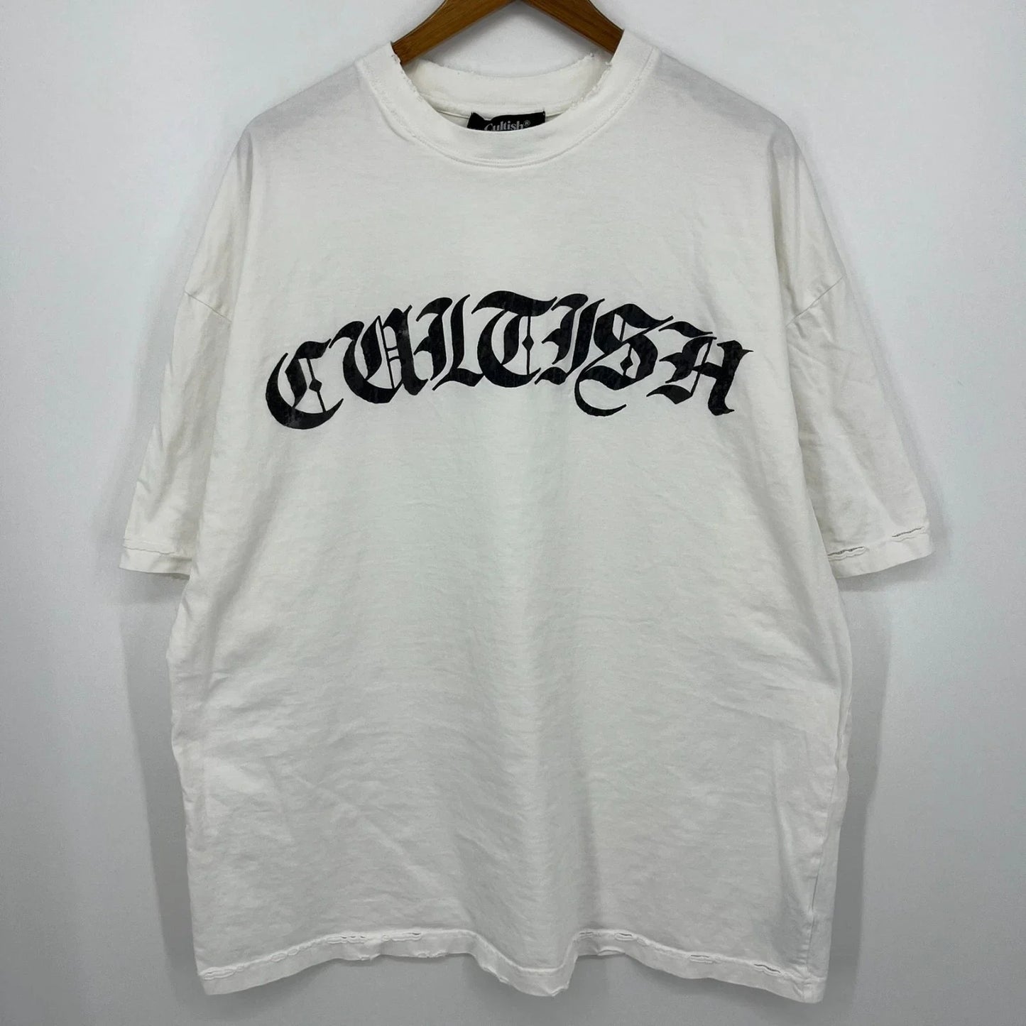 Cultish Goth T-Shirt Men's Size M White Logo Graphic Y2K Distressed Oversized Unisex T-shirt, Sweatshirt, Hoodie, Long Sleeve Tee - T-Shirt, Sweatshirt, Hoodie