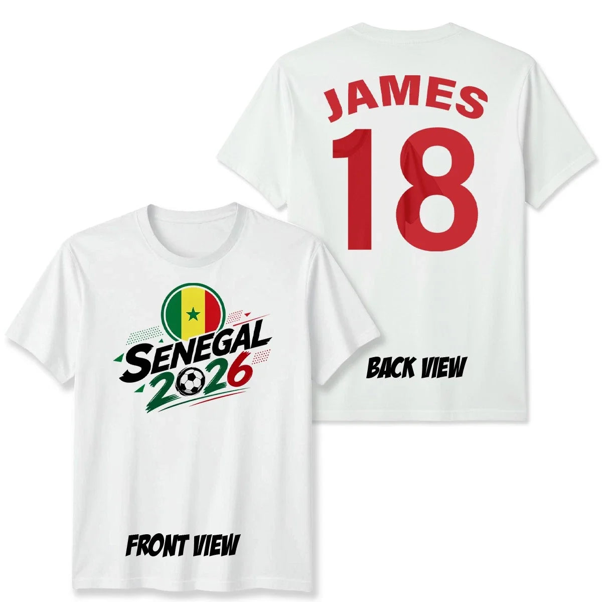 Senegal Personalized Unisex Football T Shirt Custom Name and Number Mens Womens Unisex T-shirt, Sweatshirt, Hoodie, Long Sleeve Tee - T-Shirt, Sweatshirt, Hoodie