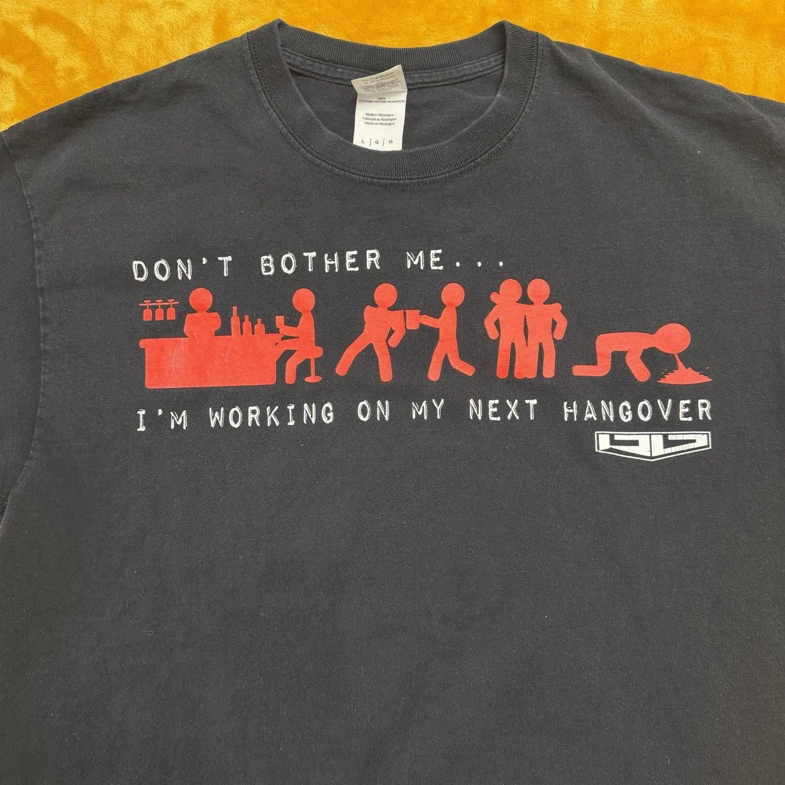 Vintage Y2K Funny Hangover Graphic T Shirt Mens Large Drinking Humor Black Tee Unisex T-shirt, Sweatshirt, Hoodie, Long Sleeve Tee - T-Shirt, Sweatshirt, Hoodie