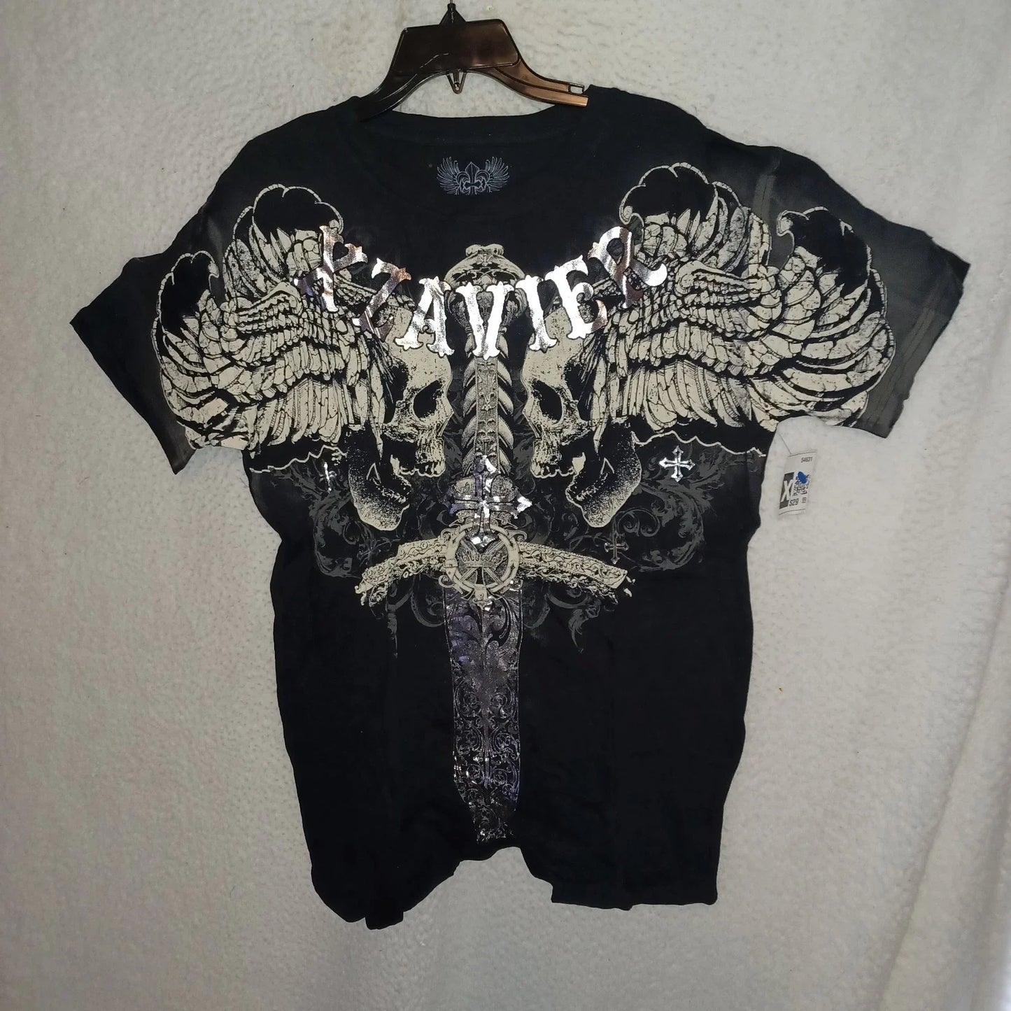 Xzavier Men XL Black Graphic Tee Shirt Black Skull Sword Cross Gothic Biker (GV) Unisex T-shirt, Sweatshirt, Hoodie, Long Sleeve Tee - T-Shirt, Sweatshirt, Hoodie