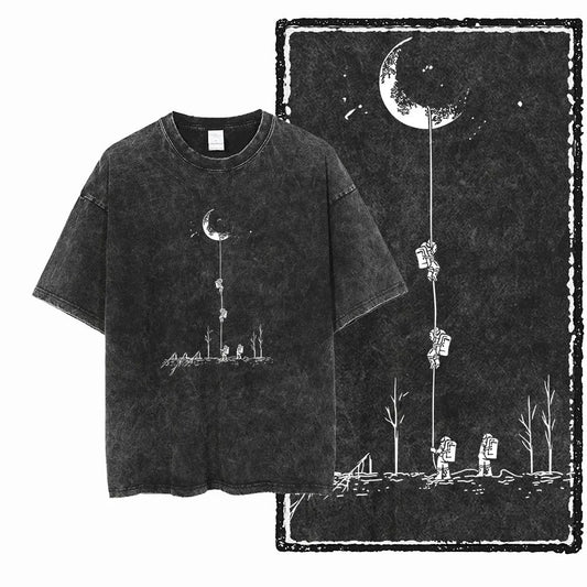 Astronaut Graphic Acid Wash T-Shirt Cotton Streetwear Tee Unisex T-shirt, Sweatshirt, Hoodie, Long Sleeve Tee - T-Shirt, Sweatshirt, Hoodie