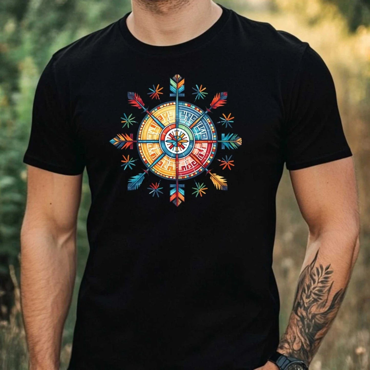 Men's Native American Print Cotton T-Shirt Size XS to 5XL Unisex T-shirt, Sweatshirt, Hoodie, Long Sleeve Tee - T-Shirt, Sweatshirt, Hoodie
