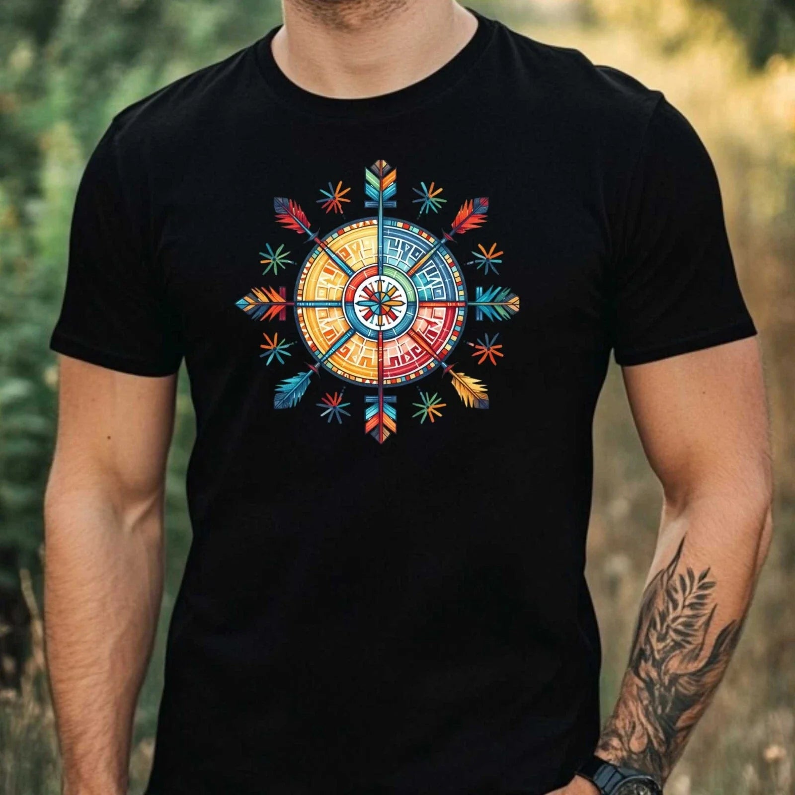 Men's Native American Print Cotton T-Shirt Size XS to 5XL Unisex T-shirt, Sweatshirt, Hoodie, Long Sleeve Tee - T-Shirt, Sweatshirt, Hoodie