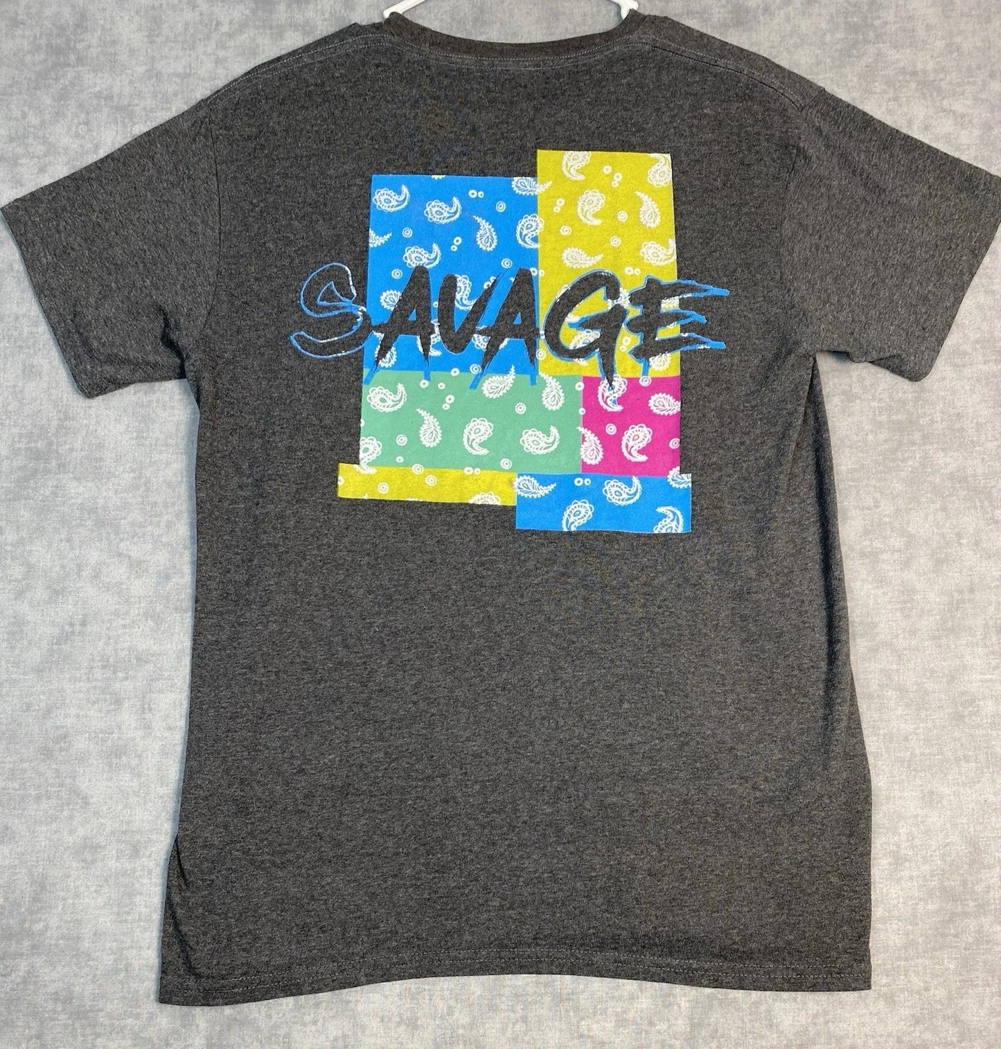 Savage Graphic T Shirt Mens Medium Gray Paisley Logo Streetwear Short Sleeve Tee Unisex T-shirt, Sweatshirt, Hoodie, Long Sleeve Tee - T-Shirt, Sweatshirt, Hoodie