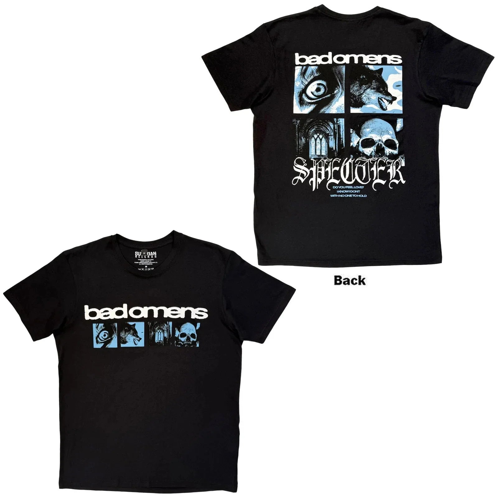 Bad Omens  Premium Carbon T-Shirt: Specter Collage (Black) (Back Print) OFFICIAL Unisex T-shirt, Sweatshirt, Hoodie, Long Sleeve Tee - T-Shirt, Sweatshirt, Hoodie