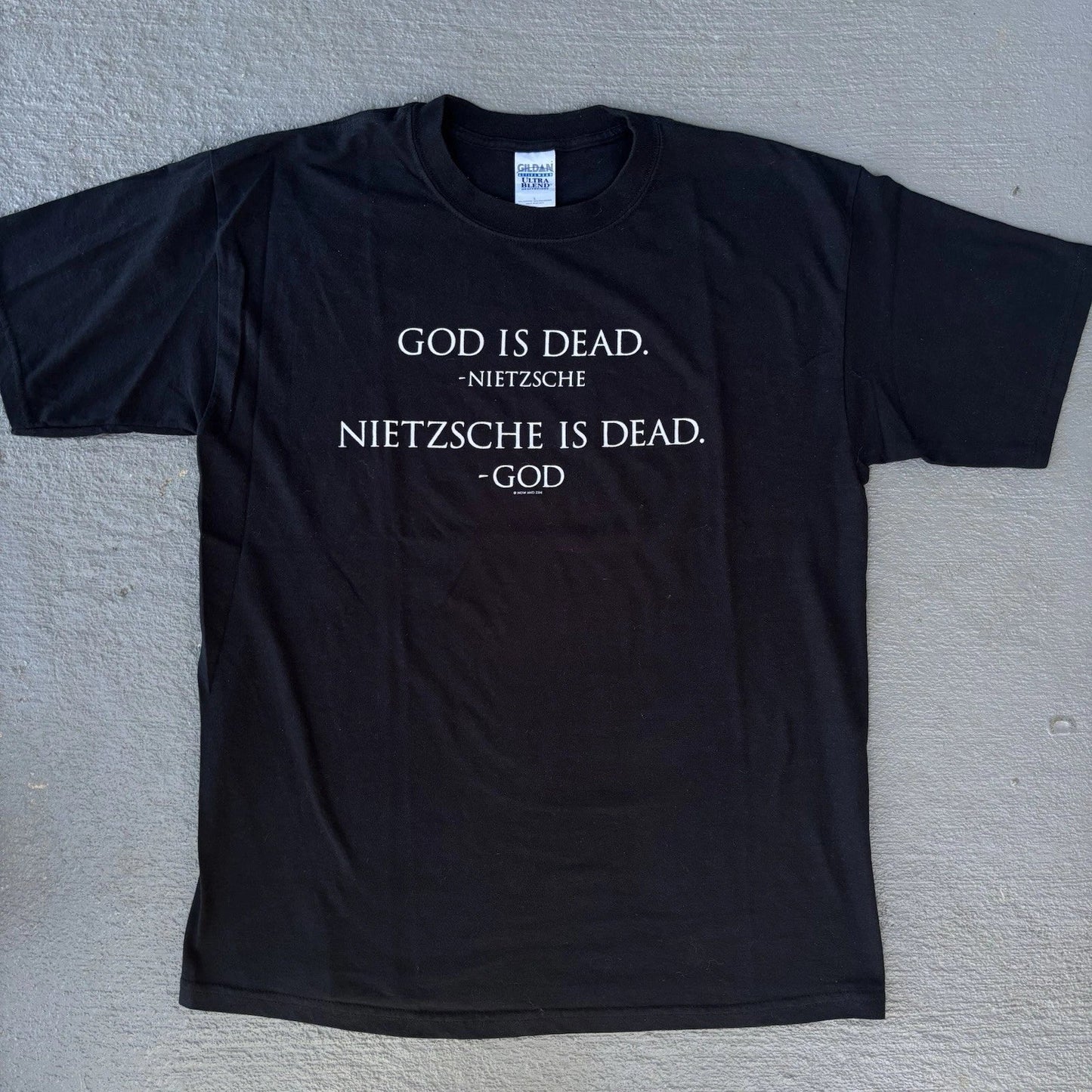 Vintage 2000s God Is Dead Saying Shirt Large Y2K Unisex T-shirt, Sweatshirt, Hoodie, Long Sleeve Tee - T-Shirt, Sweatshirt, Hoodie