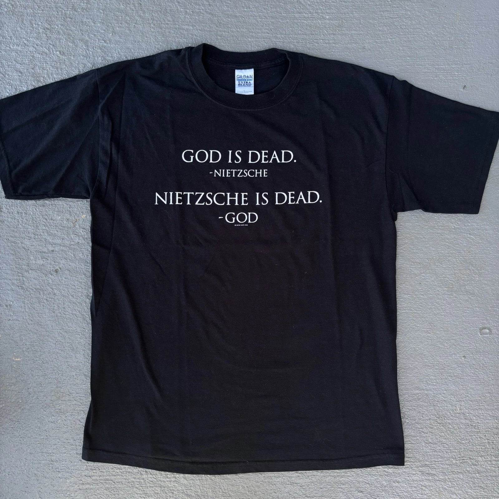 Vintage 2000s God Is Dead Saying Shirt Large Y2K Unisex T-shirt, Sweatshirt, Hoodie, Long Sleeve Tee - T-Shirt, Sweatshirt, Hoodie