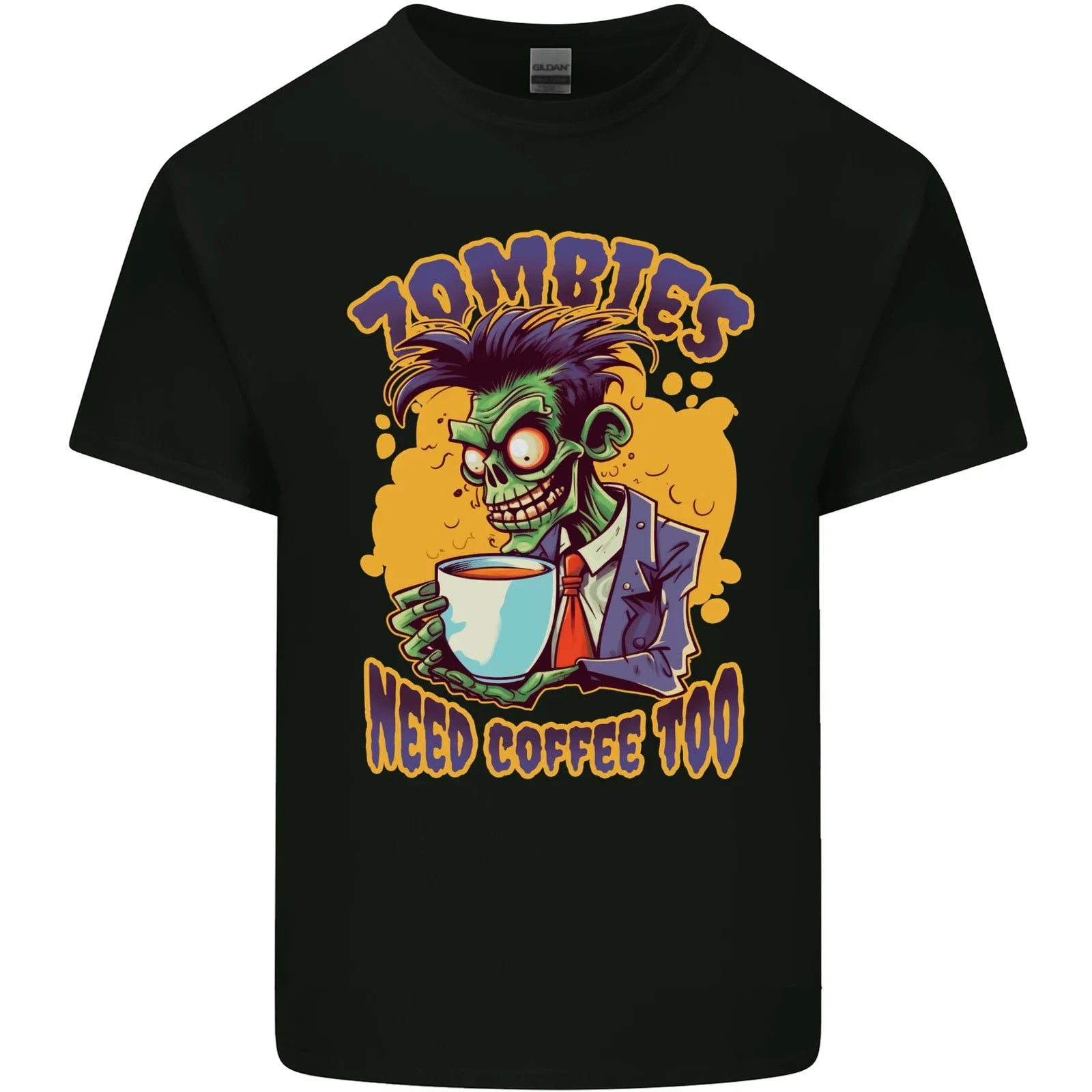 Zombies Need Coffee Too Funny Mens Cotton T-Shirt Tee Top Unisex T-shirt, Sweatshirt, Hoodie, Long Sleeve Tee - T-Shirt, Sweatshirt, Hoodie