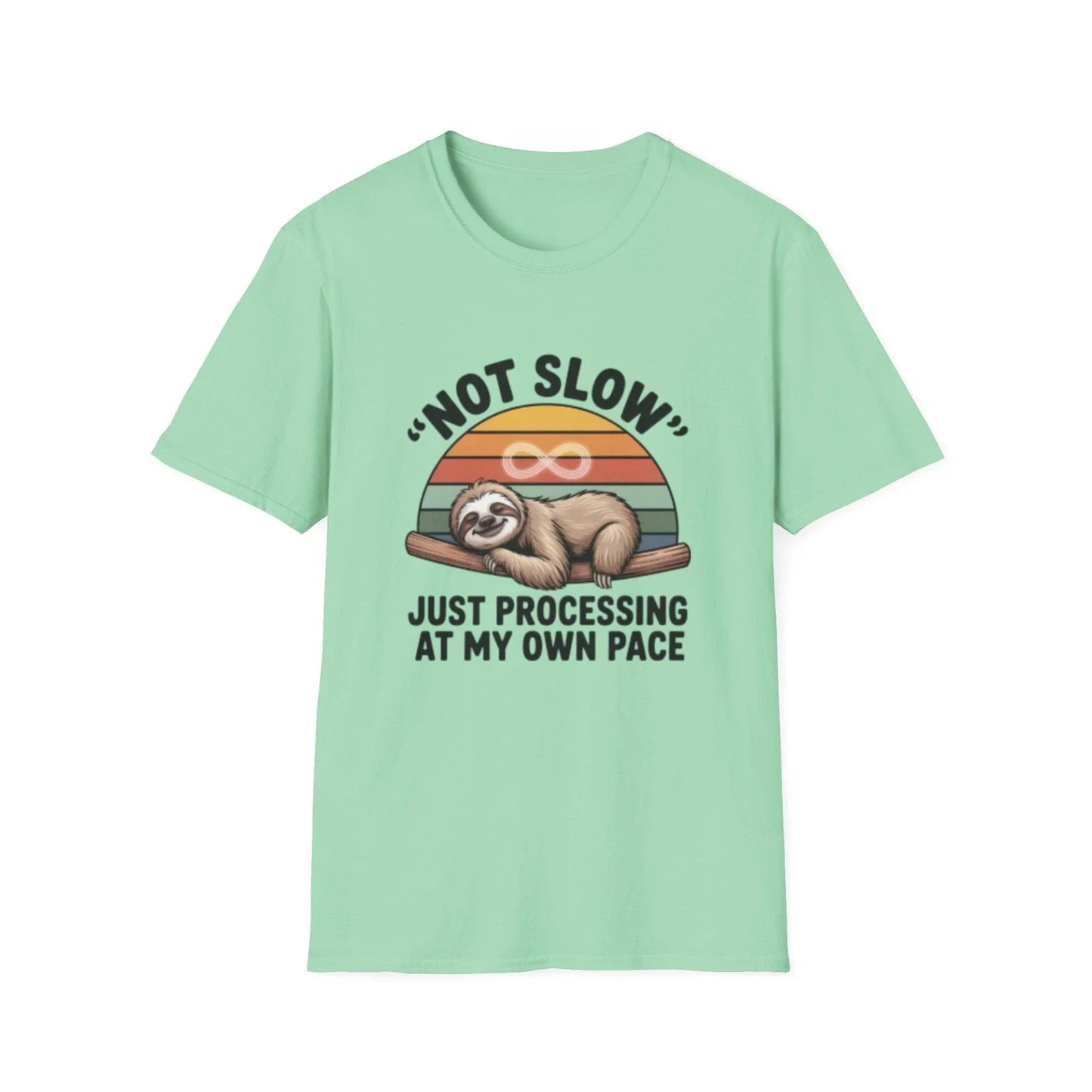 -Not Slow Sloth T-Shirt | Retro Rainbow Sloth, Funny Lazy Quote Unisex T-shirt, Sweatshirt, Hoodie, Long Sleeve Tee - T-Shirt, Sweatshirt, Hoodie