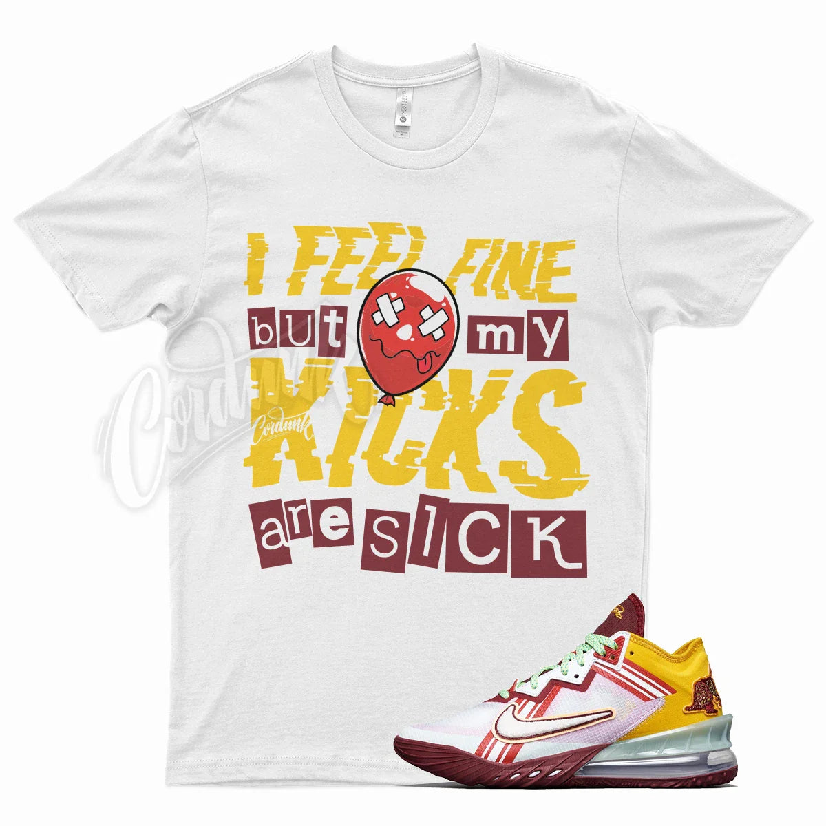 White SICK V2 T Shirt for Lebron 18 Mimi Higher Learning Varsity Mustard Crimson Unisex T-shirt, Sweatshirt, Hoodie, Long Sleeve Tee - T-Shirt, Sweatshirt, Hoodie