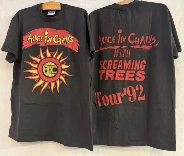 Vintage ALICE IN CHAINS SCREAMING TREES 1992 Tour Concert T-Shirt Unisex T-shirt, Sweatshirt, Hoodie, Long Sleeve Tee - T-Shirt, Sweatshirt, Hoodie