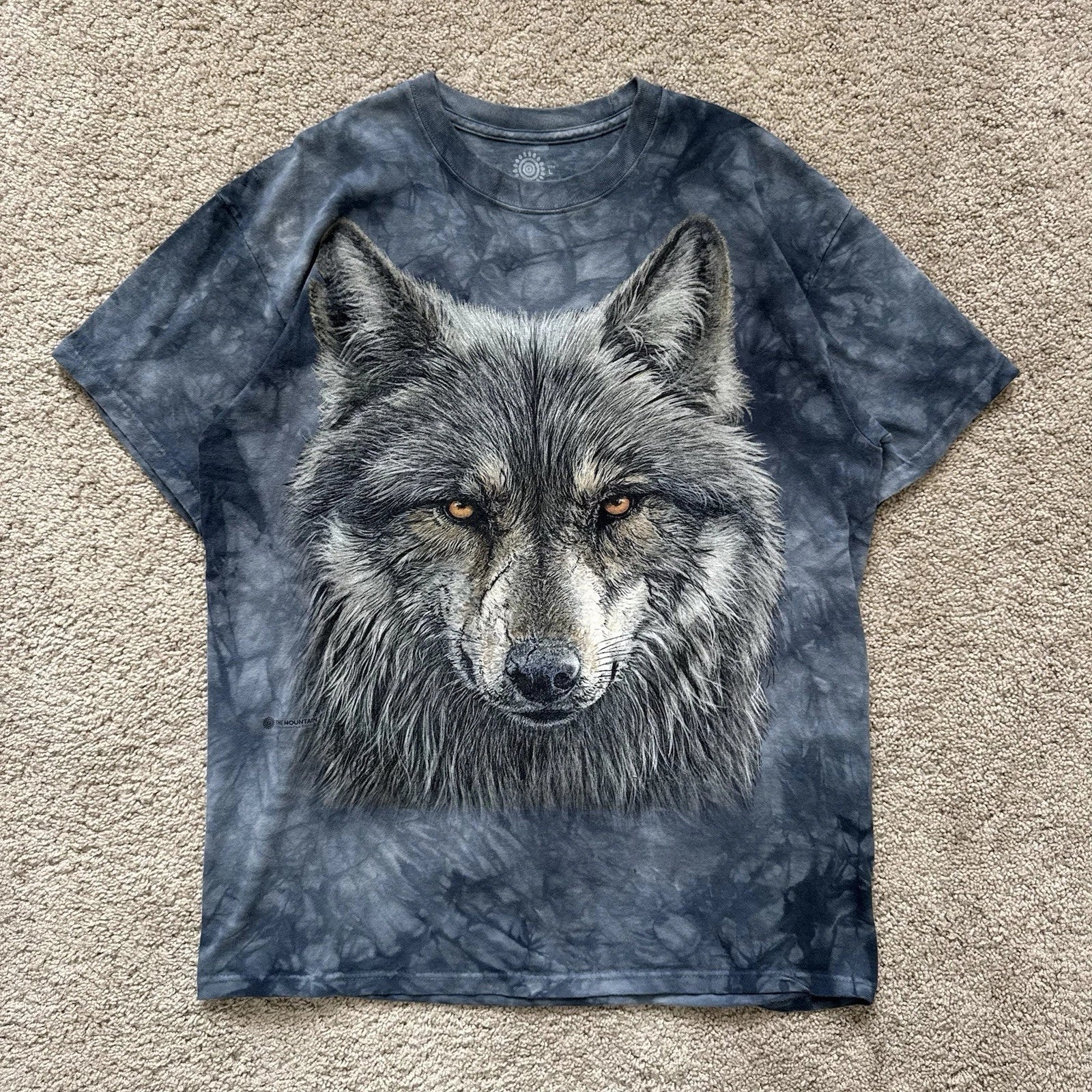 The Mountain Wolf Moon Shirt Mens L Tie Dye Blue Nature Woods Animal Fierce EUC Unisex T-shirt, Sweatshirt, Hoodie, Long Sleeve Tee - T-Shirt, Sweatshirt, Hoodie
