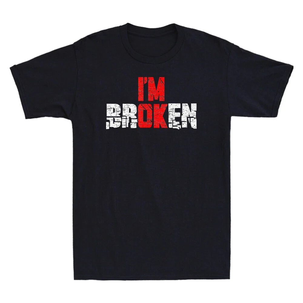 I'm Ok I'm Broken Invisible Mental Illness Vintage Men's Short Sleeve T-Shirt Unisex T-shirt, Sweatshirt, Hoodie, Long Sleeve Tee - T-Shirt, Sweatshirt, Hoodie