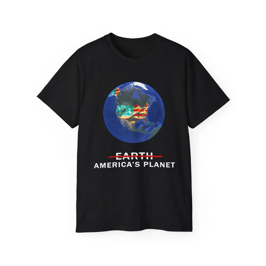America's Planet T-Shirt | Earth Globe with US Flag Design Dark Colors Unisex T-shirt, Sweatshirt, Hoodie, Long Sleeve Tee - T-Shirt, Sweatshirt, Hoodie